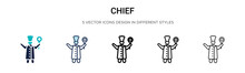 Chief Icon In Filled, Thin Line, Outline And Stroke Style. Vector Illustration Of Two Colored And Black Chief Vector Icons Designs Can Be Used For Mobile, Ui, Web