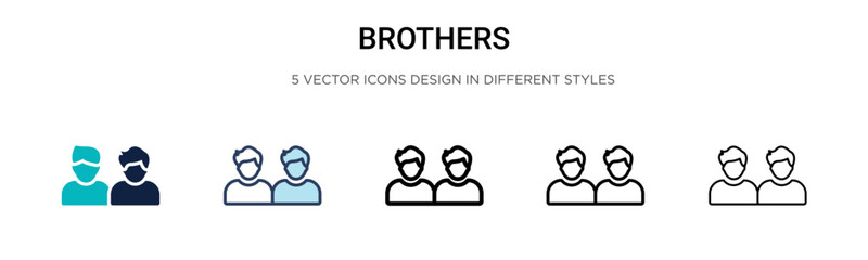 Wall Mural - Brothers icon in filled, thin line, outline and stroke style. Vector illustration of two colored and black brothers vector icons designs can be used for mobile, ui, web