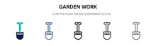 Garden Work Icon In Filled, Thin Line, Outline And Stroke Style. Vector Illustration Of Two Colored And Black Garden Work Vector Icons Designs Can Be Used For Mobile, Ui, Web