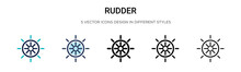 Rudder Icon In Filled, Thin Line, Outline And Stroke Style. Vector Illustration Of Two Colored And Black Rudder Vector Icons Designs Can Be Used For Mobile, Ui, Web