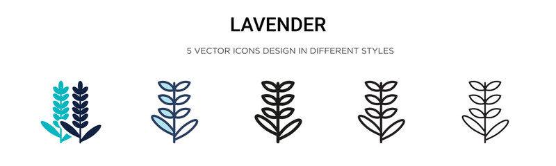 Wall Mural - Lavender icon in filled, thin line, outline and stroke style. Vector illustration of two colored and black lavender vector icons designs can be used for mobile, ui, web