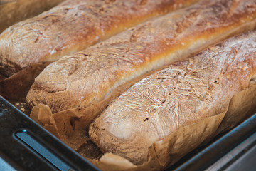 Freshly baked homemade bread traditional French recipe