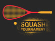 Squash tournament typographical vintage stencil spray style poster. Retro vector illustration.