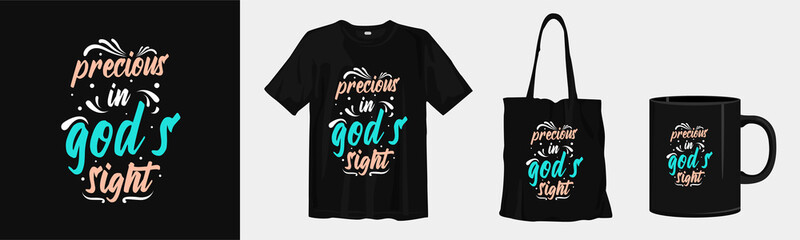 Wall Mural - T-shirt and merchandise design with mockup. Typography lettering quotes.  Quote. Quotes design. Lettering poster. Inspirational and motivational
quotes and sayings about religion. 