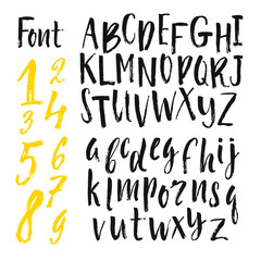 Vector alphabet. Hand drawn letters. Letters of the alphabet written with a brush.