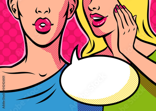 Two Women Gossiping Whispering In Ear Pop Art Retro Vector Illustration Stock Vector Adobe Stock Two Women Gossiping Whispering In Ear Pop Art Retro Vector Illustration Stock Vector Adobe Stock