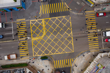 Fototapete - Top down view of road intersection