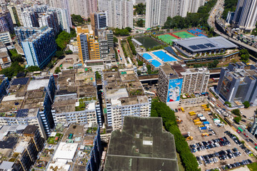 Fototapete -  Top view of Hong Kong city