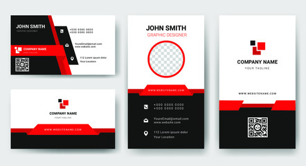 Sticker - Set Business Card Templates in dark red. vector