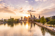 Frankfurt skyline at sunset 