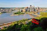 Pittsburgh Skyline Showing Downtown  and incline on a late afternoon. Viewing From Grandview Overlook, Pittsburgh, USA. 