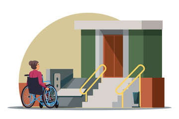 Vector Illustration disabilities people scene set