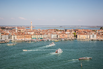 Wall Mural - View of Venice and the Venetian lagoon from the bell tower of the Basilica of San Giorgio Maggiore. Venice, Veneto, Italy