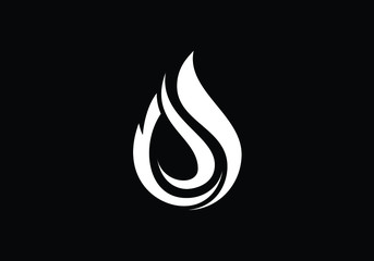 Wall Mural - Flame logo design. Fire icon, oil and gas industry symbol isolated on black background