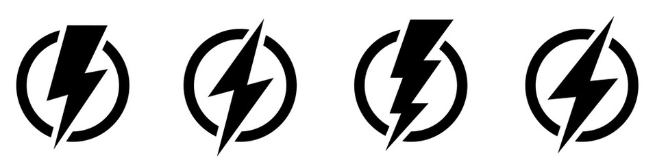 set lightning bolt. thunderbolt flat style - stock vector.