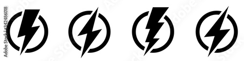 Fotografía Set lightning bolt. Thunderbolt flat style - stock vector.