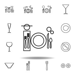 Wall Mural - Dinner, table etiquette icon. Set can be used for web, logo, mobile app, UI, UX on white background