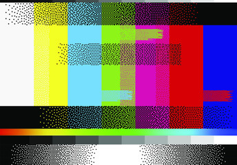 Wall Mural - no signal tv retro television test pattern with color rgb bars and vhs glitch effect. vaporwave and 