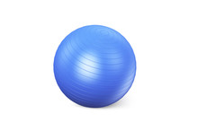 Blue Fitness Ball Isolated On White Background. Pilates Blue Ball Render. Fitball Model