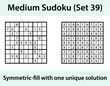 Vector Sudoku puzzle with solution - medium difficulty level