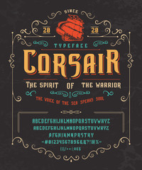 Wall Mural - Font CORSAIR. Vintage typeface design.