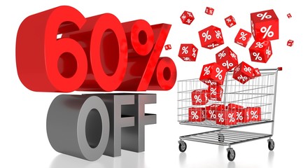 Canvas Print - 60% off, shopping cart - 3D illustration