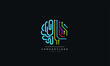 An abstract tech brain logo design vector