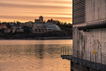 Wall Mural - Sunset over river