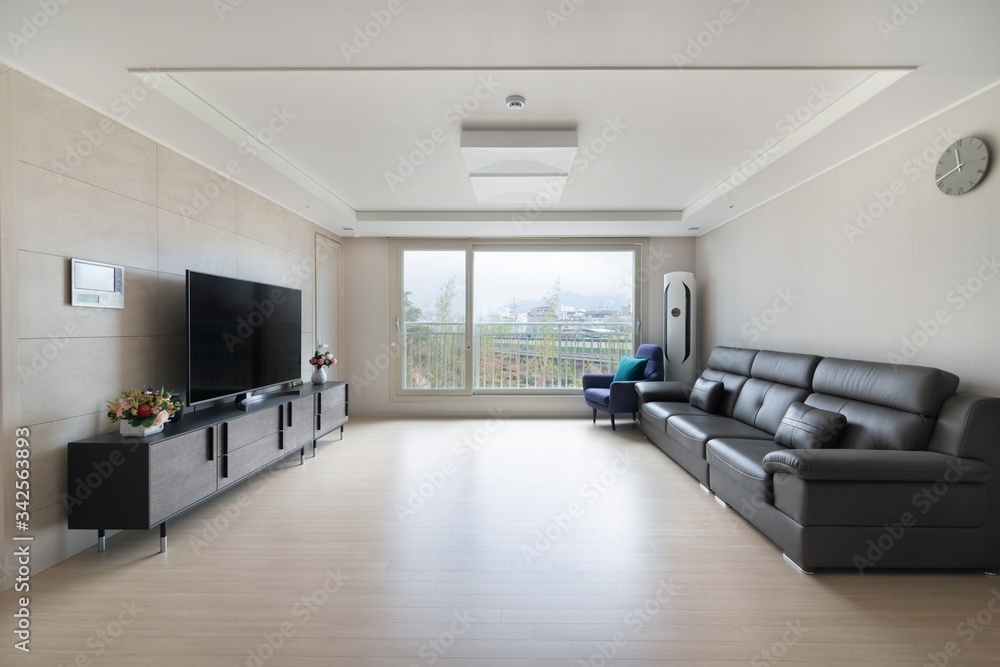 Living room interior of a modern apartment. South Korea apartment ...
