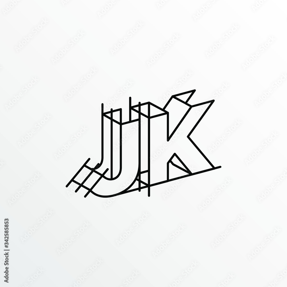 Initial Letter JK with Architecture Graphic Logo Design Stock Vector ...
