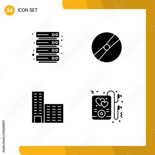 Cuadros en Lienzo Stock Vector Icon Pack of Line Signs and Symbols for cloud, building, cinema, po