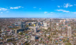 aerial drone view - old historic center of Krasnodar (South of Russia) on a sunny April day