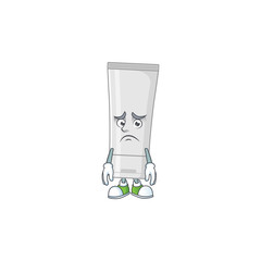 Wall Mural - Cartoon picture of white plastic tube with worried face