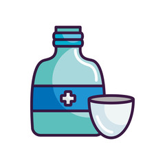 Sticker - alcohol bottle icon, line color style