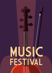 Wall Mural - poster music festival with musical instrument