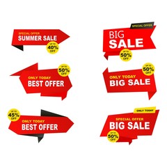 Wall Mural - Collection of discount label, offer tag and sale sticker design for advertising and promotion. Vector design
