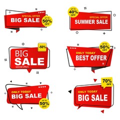 Wall Mural - Collection of discount label, offer tag and sale sticker design for advertising and promotion. Vector design