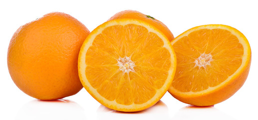 Orange slice healthy fresh fruit from nature isolated on a white background.