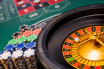 Roulette table close up at the Casino - Selective Focus