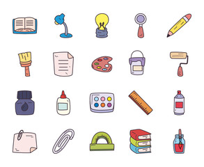 Sticker - Creativity and design fill style icon set vector design