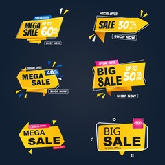 Wall Mural - Collection of discount label, offer tag and sale sticker design for advertising and promotion. Vector design