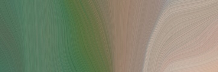 Aufkleber - abstract moving designed horizontal header with dim gray, rosy brown and tan colors. fluid curved flowing waves and curves for poster or canvas