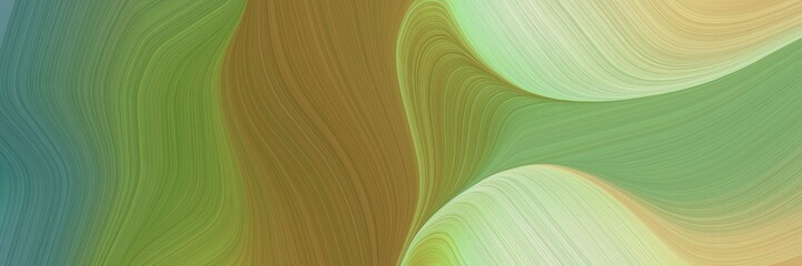 Poster - abstract decorative horizontal header with pastel brown, olive drab and tan colors. fluid curved lines with dynamic flowing waves and curves for poster or canvas