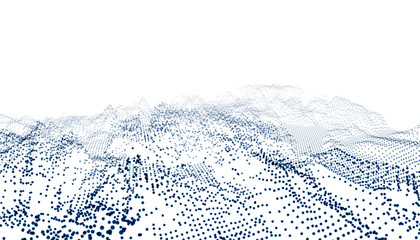 Wall Mural - particles connection wave on white background design