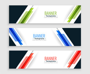 abstract geometric web banners modern set in three colors