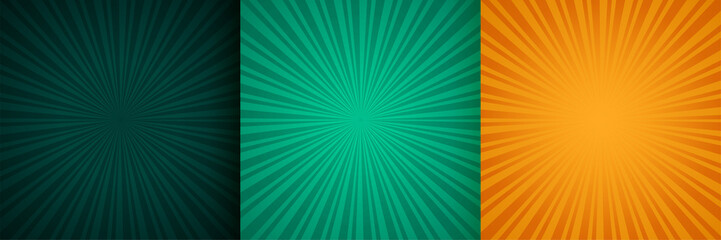 Wall Mural - sun burst zoom rays background set of three