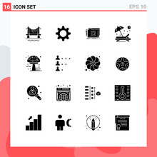 16 Universal Solid Glyphs Set For Web And Mobile Applications Autumn, Sunbathe, Lock, Sun, Chair