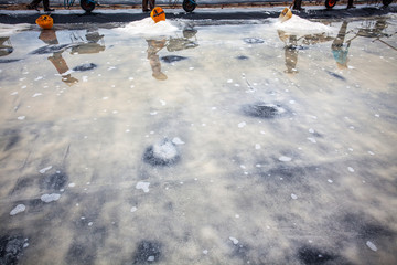 salt farmer on salt field Long Dien, Ba Ria Vung Tau, Vietnam.