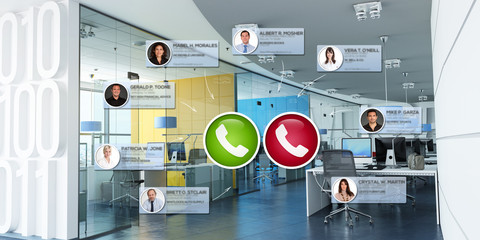 Virtual meeting in modern premises