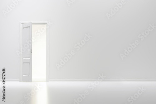 Fotomural ajar door and light through it into a white room.